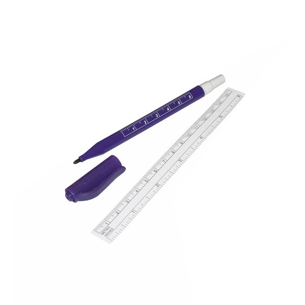 SkinMate Marking Pen Surgical Violet Skin Marker Pen with Flexi Ruler, Pack of 25
