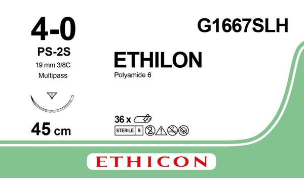 Ethicon Suture Needle Ethilon Size 4-0 PS-2S Suture Needles, Pack of 36