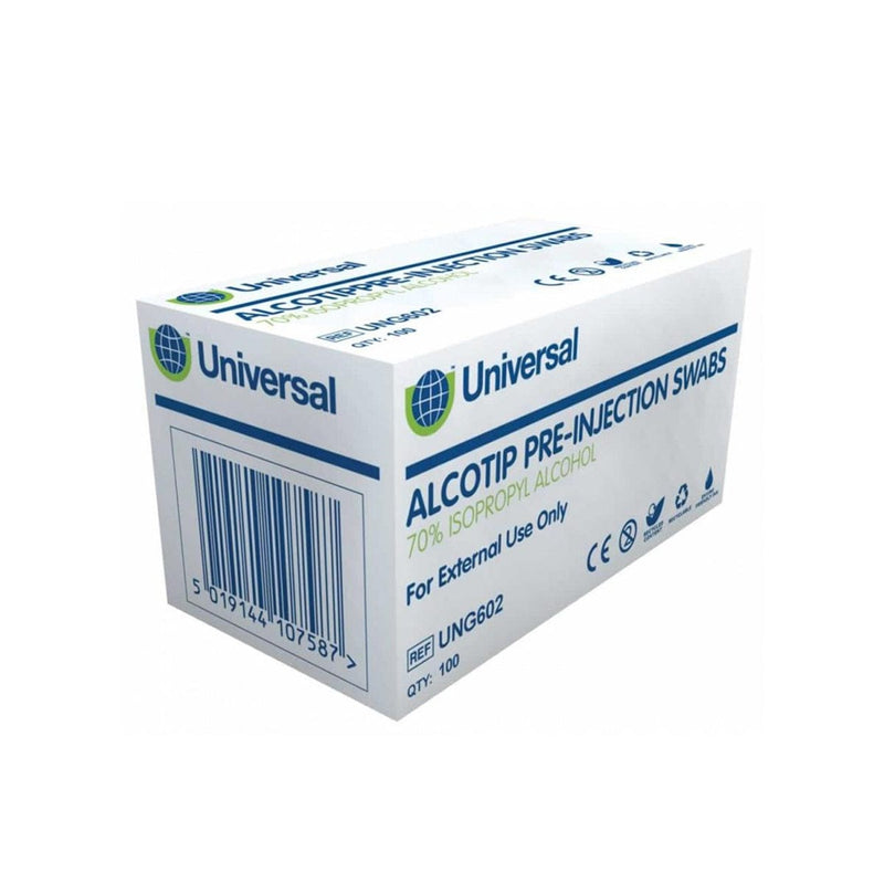 Universal Skin Disinfectant Pre-Injection Alcohol Swabs, Box of 100