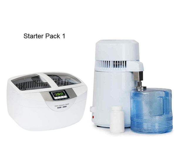 Just Care Steriliser Ultrasonic Cleaner 2.5L and Water Distiller Starter Pack