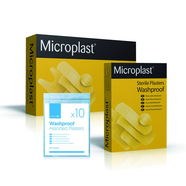 Blue Dot Sterile Plaster Microplast Sterile Plasters Washproof, 4 x 4cm, Pack of 100