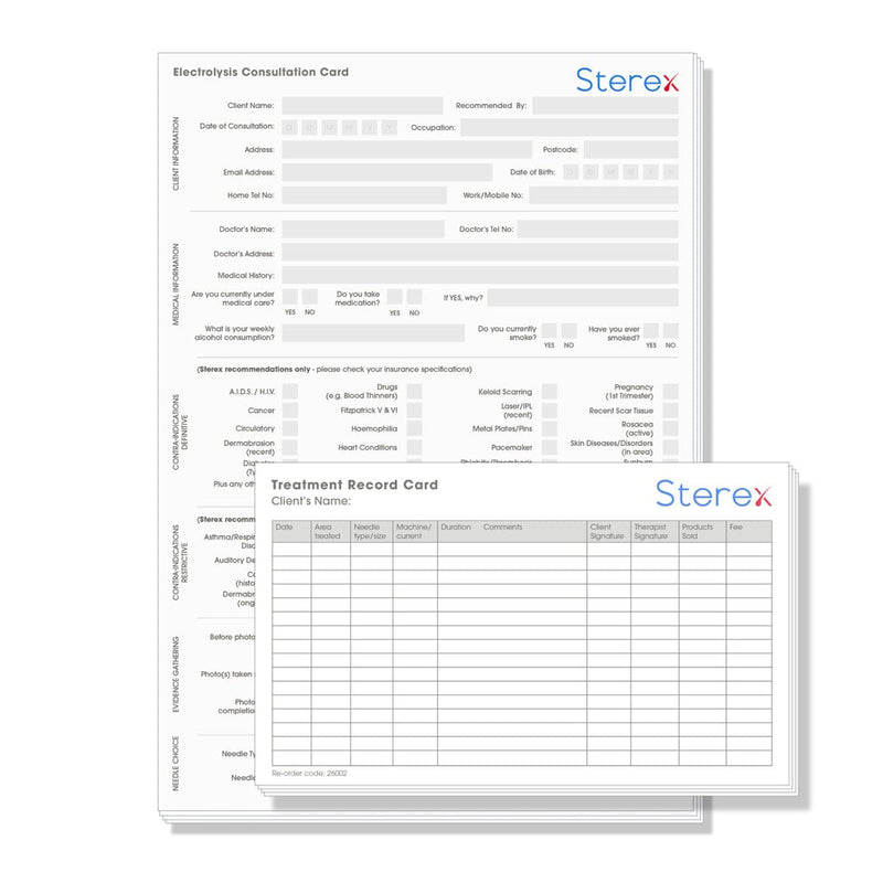 Sterex Products Sterex Electrolysis Consultation and Treatment Plan Pk 25 x 2